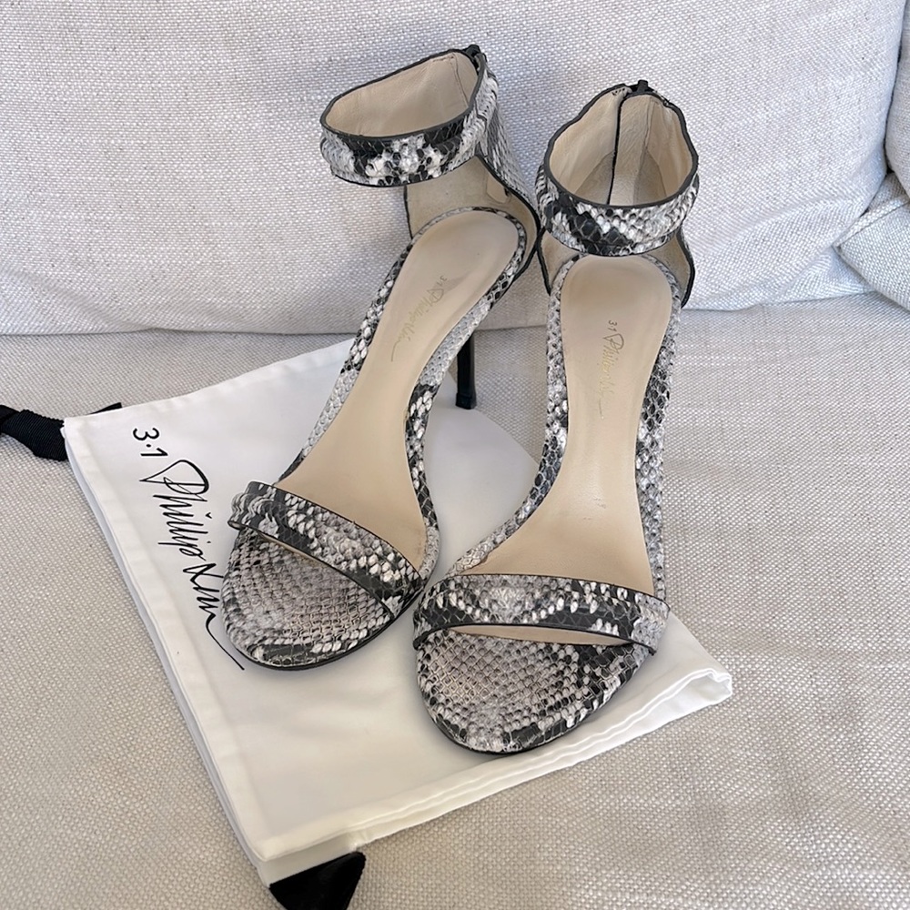 3.1 Phillip Lim snake print mid-heels sandals